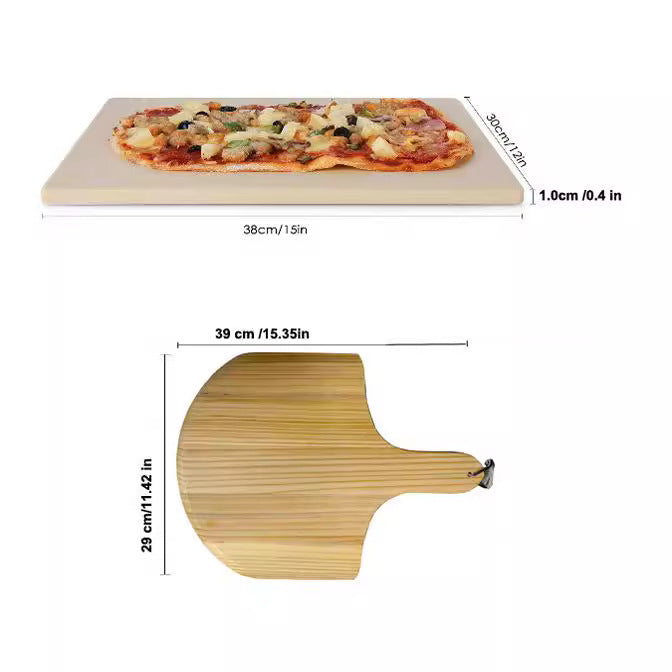 Cordierite Pizza Board with Wooden Spatula