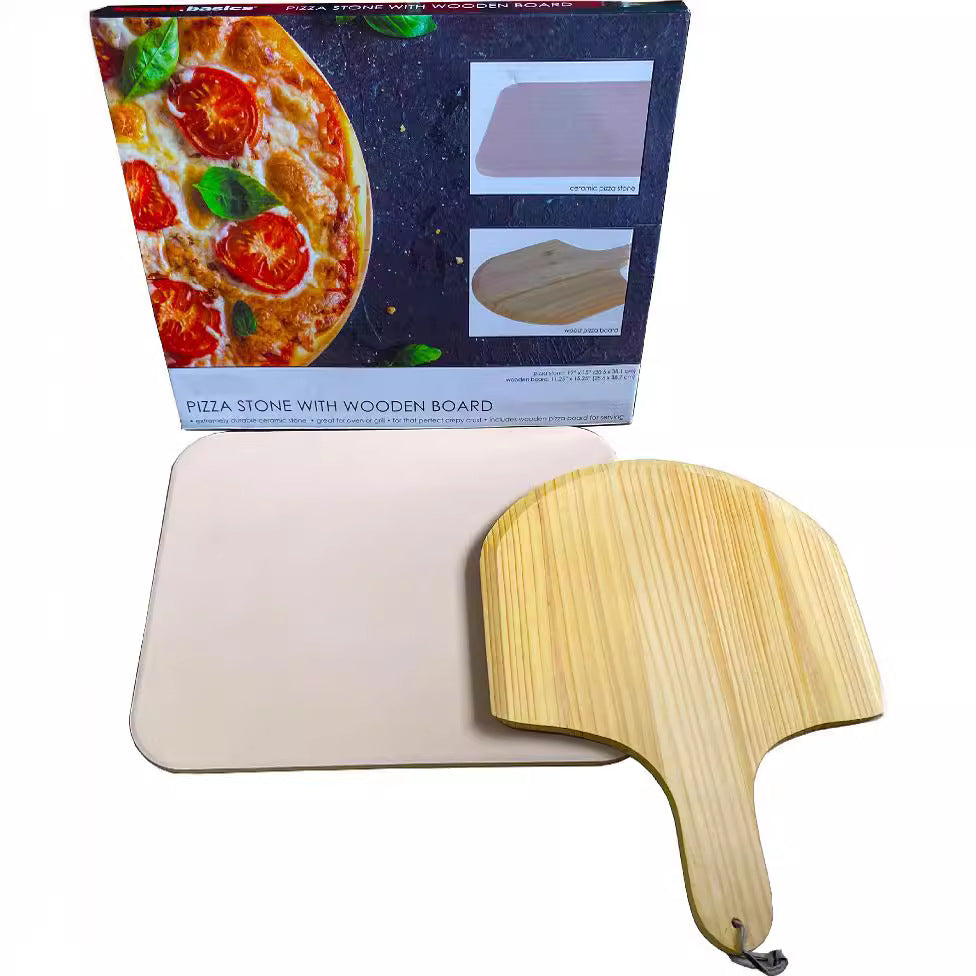 Cordierite Pizza Board with Wooden Spatula