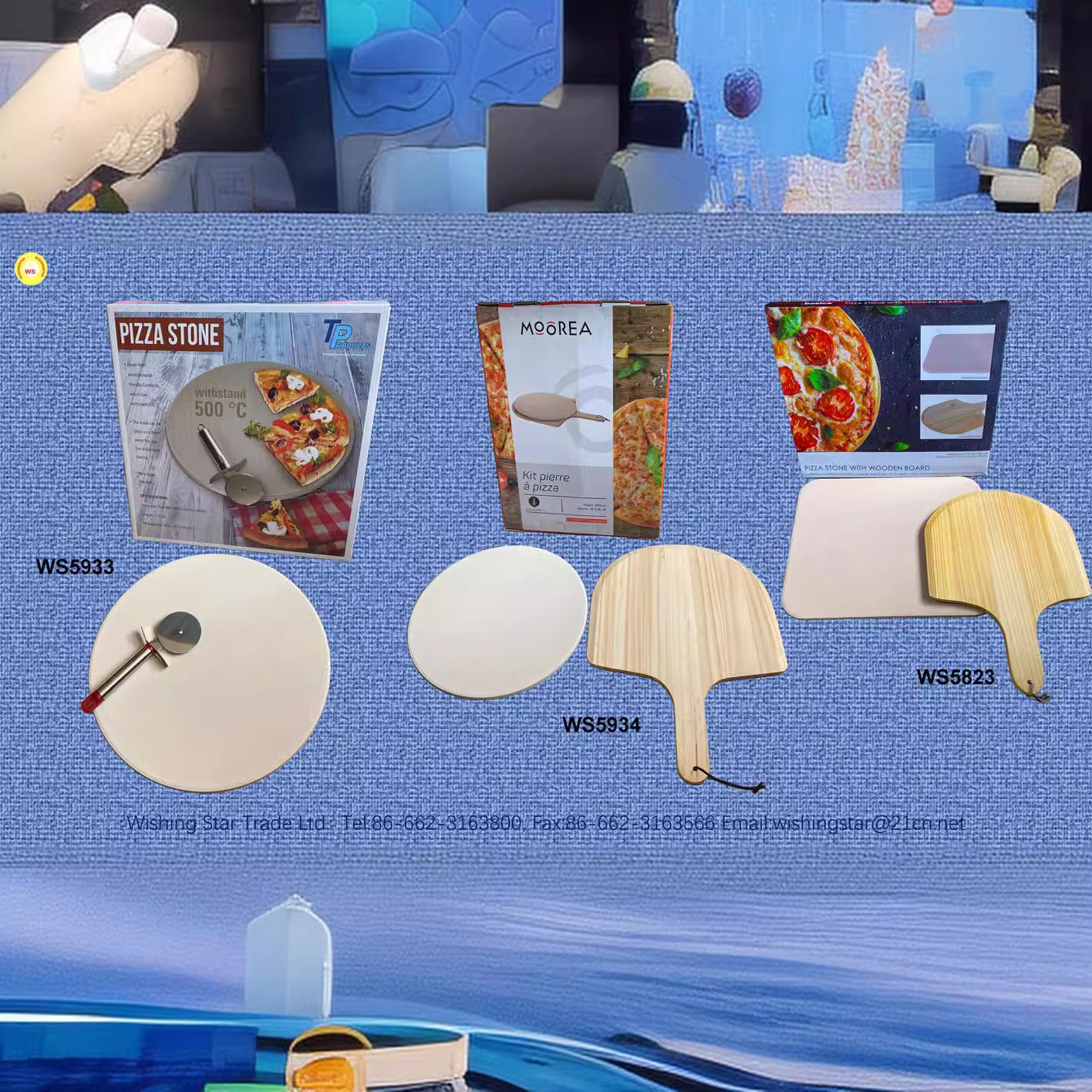 Cordierite Pizza Board with Wooden Spatula